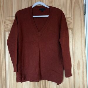Rust Orangey Red J Crew V-Neck Knit Top
